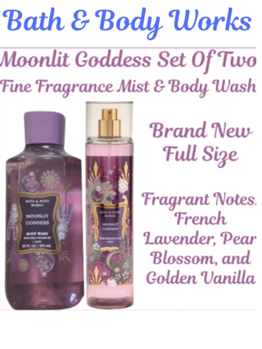 Bath & Body Works Set of 2 - Moonlit Goddess - Body Wash and Fine Fragrance Mist